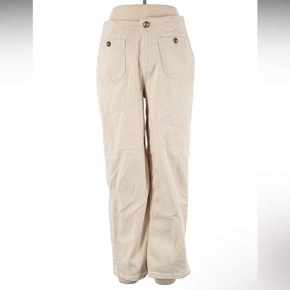 🆕 OPHELIA ROE Khaki Jeans with bonze button detail Brand New with Tags - Picture 1 of 2